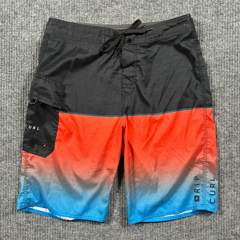Rip Curl Mens Cargo Board Shorts W30"‎ Gradient Pull On Drawstring Swim Trunks